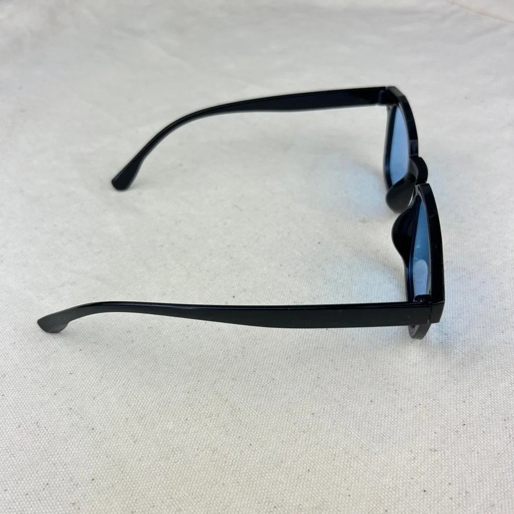 Vintage unique retro style black rounded square sunglasses cyber grunge techno
